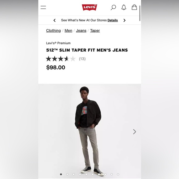 Levi's® Premium 512™ SLIM TAPER FIT MEN'S JEANS | Size 42x36 | NEW!!!🖤👖 - Picture 2 of 10